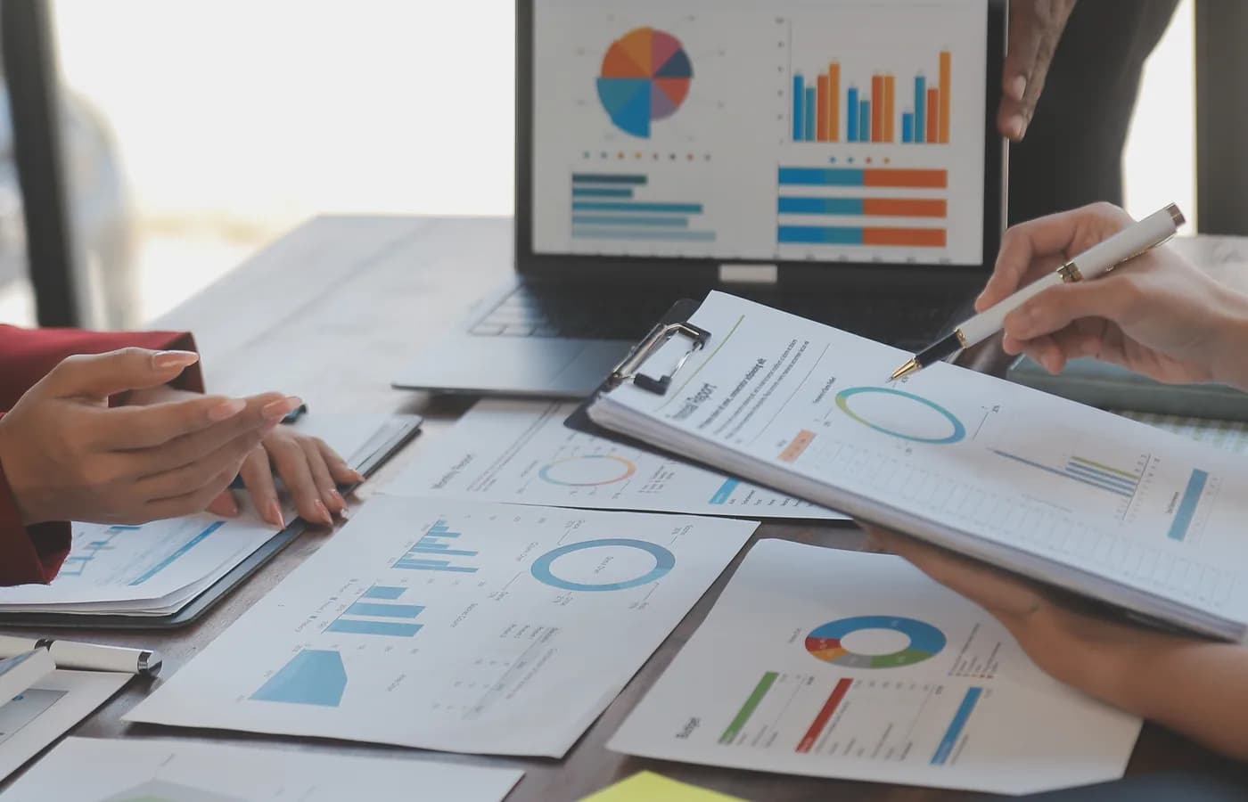 A planning session with charts and campaign materials